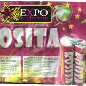 Rosita Rosada pirotécnica giratoria con chispa brillante y efecto en espiral.