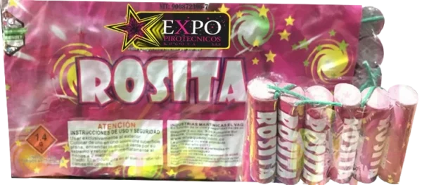 Rosita Rosada pirotécnica giratoria con chispa brillante y efecto en espiral.