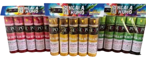 Humos de colores brillantes para efectos visuales en fiestas y eventos.