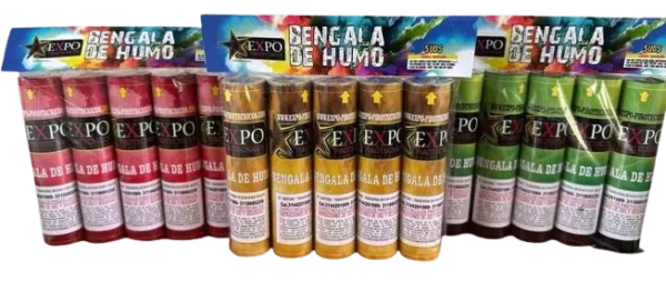 Humos de colores brillantes para efectos visuales en fiestas y eventos.