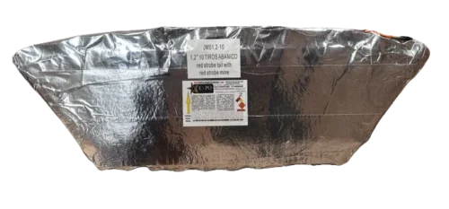 Monodisparo pirotécnico de 10 tiros con efectos múltiples y explosiones sincronizadas.