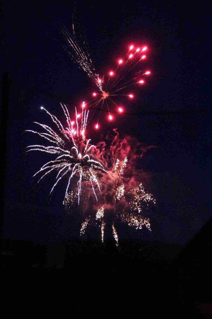 Fuegos artificiales extendidos cubriendo toda la vista